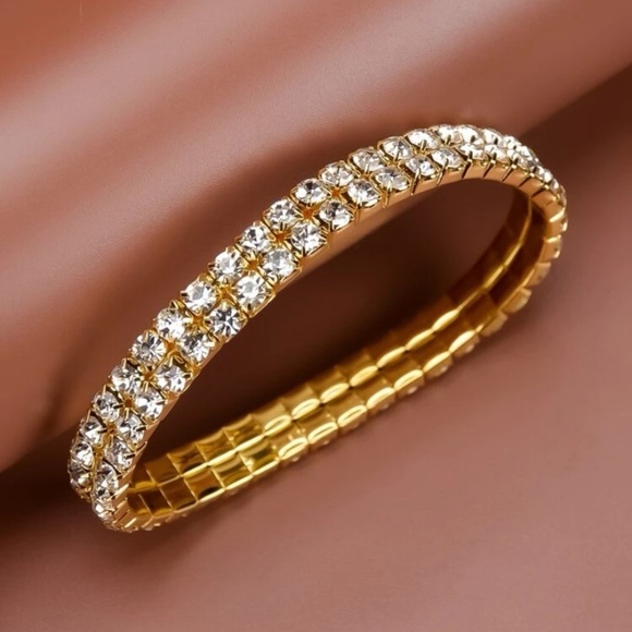 Glamorous Gold/Silver Rhinestone Bracelet - Picture 8 of 12